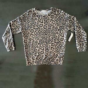Caution To The Wind Leopard Print Sweatshirt - Black and Tan